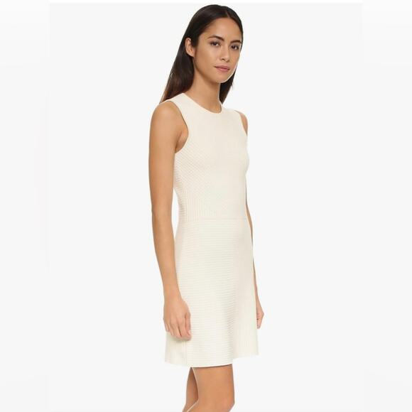 THEORY Irelia Geometic-Knit Sleeveless Ivory White Dress Women's Size M - Picture 11 of 11